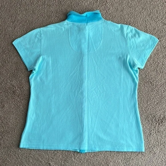 Burberry Y2K Light Blue Two Tone Golf Snap Button Short Sleeve Collared Shirt - Picture 2 of 8